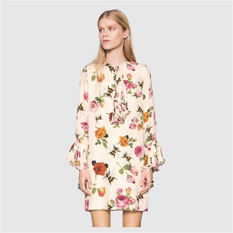 gucci rose print dress|gucci pink dress floral print.